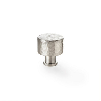 Alexander & Wilks Leila Hammered Cupboard KnobSatin Nickel30mm from B&Q