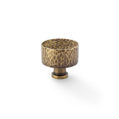 Alexander & Wilks Leila Hammered Cupboard KnobAntique Brass35mm from B&Q