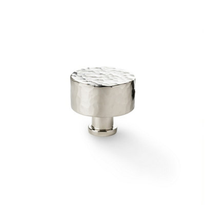 Alexander & Wilks Leila Hammered Cupboard KnobPolished Nickel35mm from B&Q