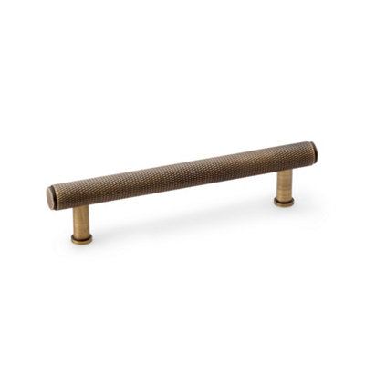 Alexander & Wilks Crispin Knurled T-Bar Cupboard Pull HandleCentres 128mmAntique Brass from B&Q