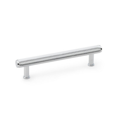 Alexander & Wilks Crispin Knurled T-Bar Cupboard Pull HandleCentres 128mmPolished Chrome from B&Q