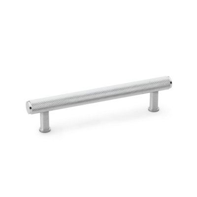 Alexander & Wilks Crispin Knurled T-Bar Cupboard Pull HandleSatin ChromeCentres 128mm from B&Q