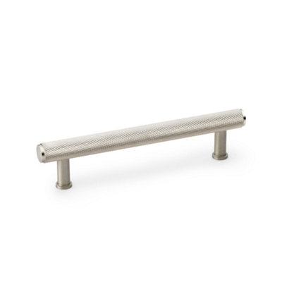 Alexander & Wilks Crispin Knurled T-Bar Cupboard Pull HandleCentres 128mmSatin Nickel from B&Q