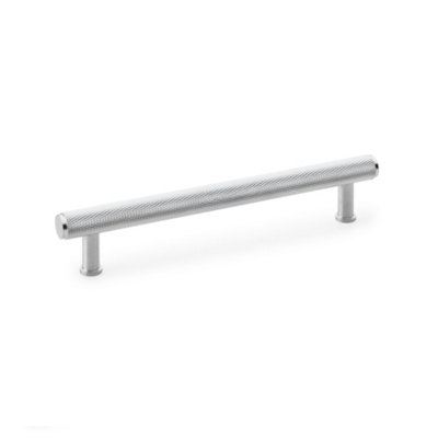 Alexander & Wilks Crispin Knurled T-Bar Cupboard Pull HandleSatin ChromeCentres 160mm from B&Q