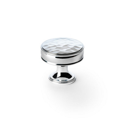 Alexander & Wilks Lynd Hammered Cupboard KnobPolished Chrome38mm from B&Q