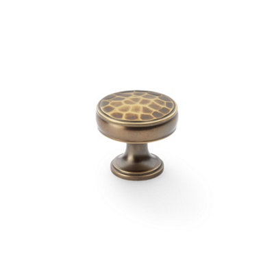 Alexander & Wilks Lynd Hammered Cupboard KnobAntique Brass32mm from B&Q