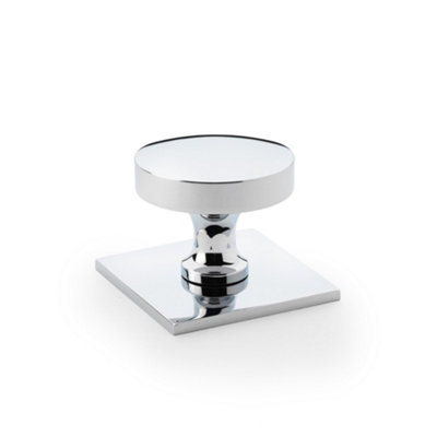 Alexander & Wilks Bullion Cupboard Knob On Square BackplatePolished Chrome from B&Q