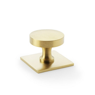 Alexander & Wilks Bullion Cupboard Knob On Square BackplateSatin Brass Pvd from B&Q