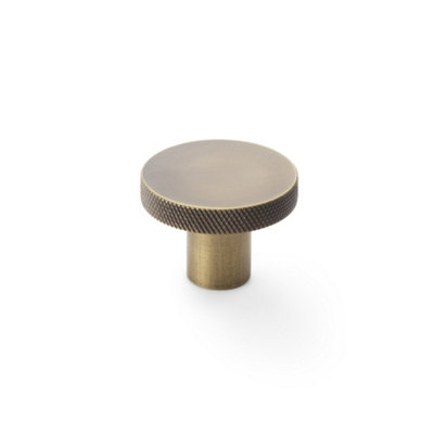 Alexander & Wilks Hanover Knurled Circular Cupboard KnobAntique Brass38mm from B&Q