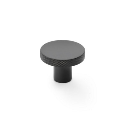 Alexander & Wilks Hanover Knurled Circular Cupboard KnobBlack38mm from B&Q