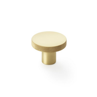 Alexander & Wilks Hanover Knurled Circular Cupboard KnobSatin Brass38mm from B&Q