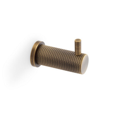 Alexander & Wilks Brunel Knurled Coat HookAntique Brass from B&Q