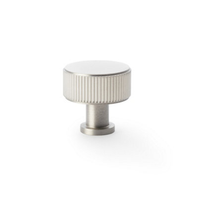 Alexander & Wilks Lucia Reeded Cupboard KnobSatin Nickel35mm from B&Q