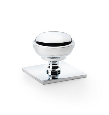 Alexander & Wilks Quantock Cupboard Knob On Square BackplatePolished Chrome38mm from B&Q