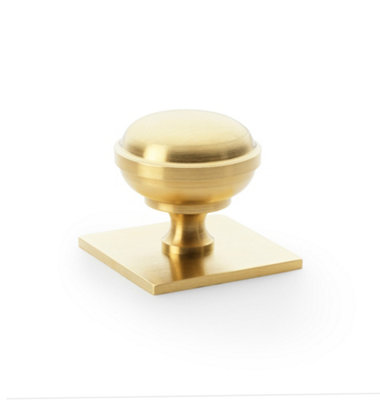 Alexander & Wilks Quantock Cupboard Knob On Square BackplateSatin Brass Pvd38mm from B&Q