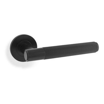 Alexander & Wilks Spitfire Reeded Lever On Round RoseBlack from B&Q