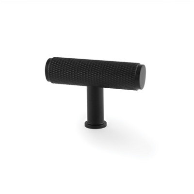 Alexander & Wilks Crispin Knurled T-Bar Cupboard Knob55mmBlack from B&Q