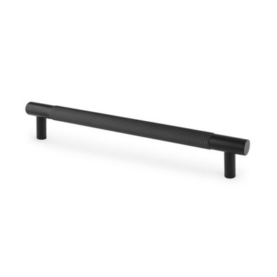 Alexander & Wilks Brunel Knurled T-Bar Cupboard HandleBlackCentres 160mm from B&Q