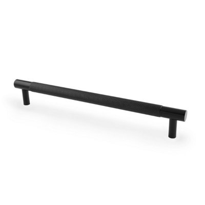 Alexander & Wilks Brunel Knurled T-Bar Cupboard HandleBlackCentres 192mm from B&Q