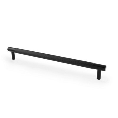 Alexander & Wilks Brunel Knurled T-Bar Cupboard HandleBlackCentres 224mm from B&Q