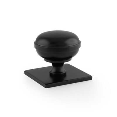 Alexander & Wilks Quantock Cupboard Knob On Square BackplateBlack34mm from B&Q