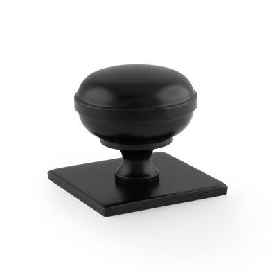 Alexander & Wilks Quantock Cupboard Knob On Square BackplateBlack38mm from B&Q