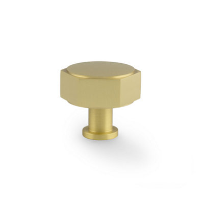 Alexander & Wilks Vesper Hex Cabinet KnobSatin Brass from B&Q