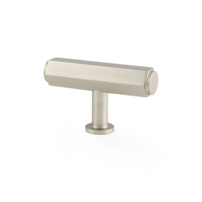 Alexander & Wilks Vesper Hex T-Bar Cabinet KnobSatin Nickel55mm from B&Q