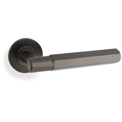 Alexander & Wilks Spitfire Hex Lever On Round RoseDark Bronze from B&Q