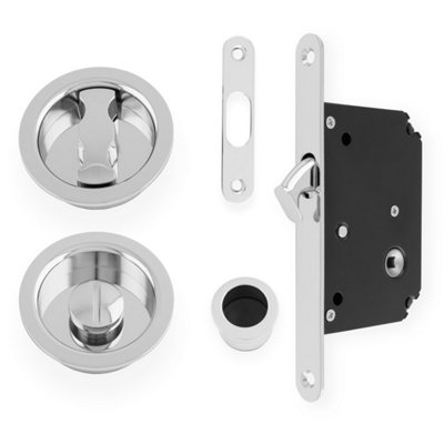 Alexander & Wilks Radius Sliding Door Lock SetPolished Chrome from B&Q
