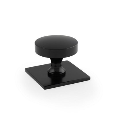 Alexander & Wilks Bullion Cupboard Knob On Square Backplate-Black from B&Q
