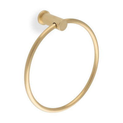 Alexander & Wilks Brunel Diamond Knurled Towel RingSatin Brass Pvd from B&Q