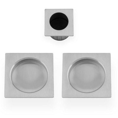 Alexander & Wilks Square Sliding Door Pull Kit-Satin Chrome from B&Q