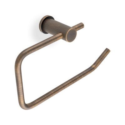 Alexander & Wilks Brunel Diamond Knurled Toilet Roll Holder-Antique Brass from B&Q
