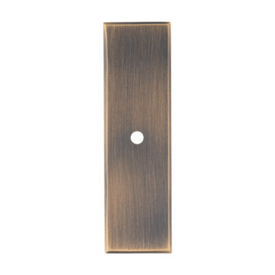 Alexander & Wilks Rectangular Cabinet Knob Backplate-Antique Brass from B&Q