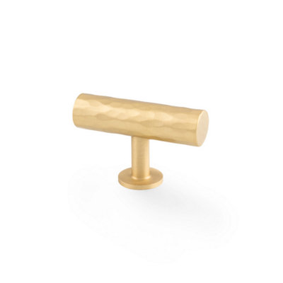Alexander & Wilks Leila Hammered T-Bar KnobSatin Brass from B&Q