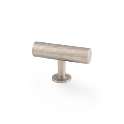 Alexander & Wilks Leila Hammered T-Bar KnobSatin Nickel from B&Q