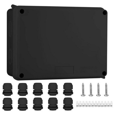 B&Q Ip65 150X110x70mm Waterproof Junction Box Abs Electrical Box, Outdoor Cable Connector, Weatherproof Electric Cover Enclosure Black