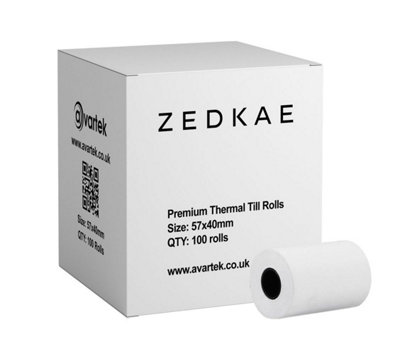 Zedkae 57mm X 40mm Thermal (Box Of 100) Card Machine Paper Pdq Till Rolls from B&Q