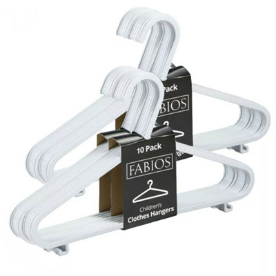 Fabios 40X White Plastic Kids Coat Hangers Durable Baby & Child Clothes Hangers For Hanging & Storage from B&Q