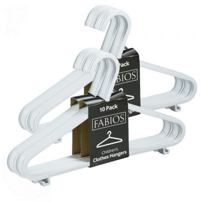 Fabios 80 X White Plastic Kids Coat Hangers Durable Baby & Child Childrens Clothes Hangers For Hanging & Storage from B&Q