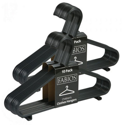 Fabios 40 X Black Plastic Kids Coat Hangers Durable Baby & Child Childrens Clothes Hangers For Hanging & Storage from B&Q