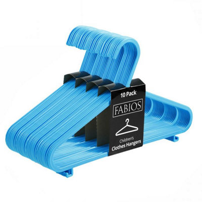 Fabios 80 X Blue Plastic Kids Coat Hangers Durable Baby & Child Childrens Clothes Hangers For Hanging & Storage from B&Q