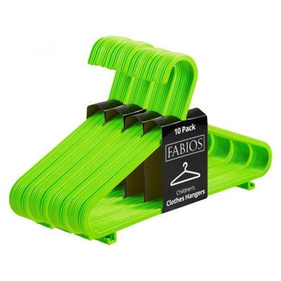 Fabios 80 X Green Plastic Kids Coat Hangers Durable Baby & Child Childrens Clothes Hangers For Hanging & Storage from B&Q