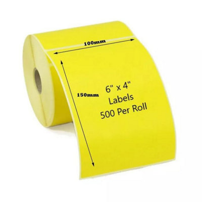 4X6" 100 X 150mm Yellow Direct Thermal Labels 500/roll Zebra Toshiba Citizen 6X4 from B&Q