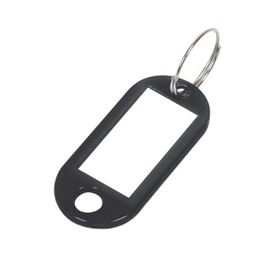  - Black Key Tags Pack Of 50 Reusable Plastic Keyring Labels For Key Organisation