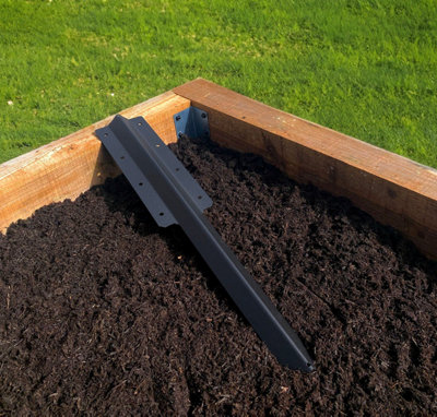 Sleeperfit 2-Tier Straight Railway Sleeper Bracket With Stake For Building Raised BedsPack Of 4Black Finish from B&Q