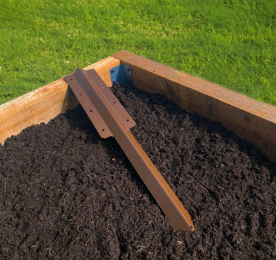 Sleeperfit 2-Tier Straight Railway Sleeper Bracket With Stake For Building Raised BedsPack Of 4Brown Finish from B&Q