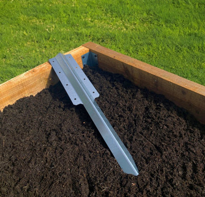 Sleeperfit 2-Tier Straight Railway Sleeper Bracket With Stake For Building Raised BedsPack Of 4Galvanised Steel Finish from B&Q