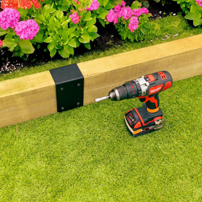 Sleeperfit Railway Sleeper Joining Plate Bracket For 6" X 3" TimberPack Of 8Black Finish from B&Q